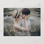 Delicate Script Photo Wedding Sla de datum op Briefkaart (Voorkant)