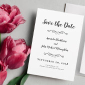 Delicate Script Romantic Calligraphy Black Elegant Save The Date