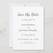 Delicate Script Romantic Calligraphy Gray Save The Date (Voorkant)