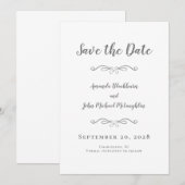 Delicate Script Romantic Calligraphy Gray Save The Date (Voorkant / Achterkant)