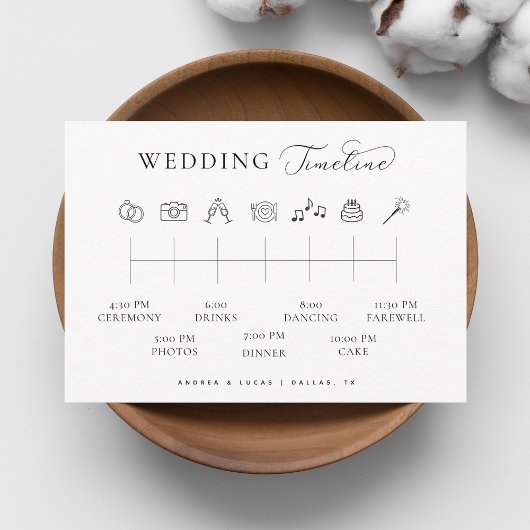 Delicate Script Wedding Timeline volgorde van gebe Informatiekaartje