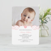 Delicate Scroll Baptism Invitation Kaart (Staand voorkant)