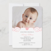 Delicate Scroll Baptism Invitation Kaart (Voorkant)