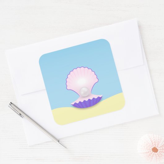 Delicate Seashell Vierkante Sticker (Envelop)