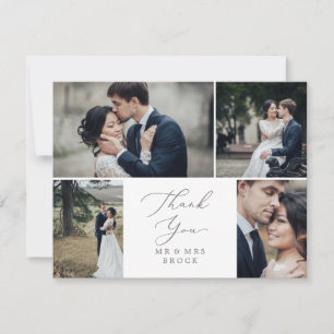 Delicate Silver 4 Photo Template Thank You Card Bedankkaart