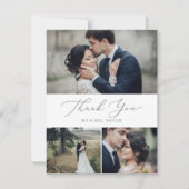 Delicate Silver Calligraphy 3 Photo Collage Bedankkaart (Voorkant)
