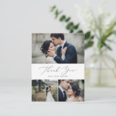 Delicate Silver Calligraphy 3 Photo Collage Bedankkaart (Staand voorkant)
