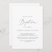 Delicate Silver Calligraphy Baptisme Kaart (Voorkant / Achterkant)