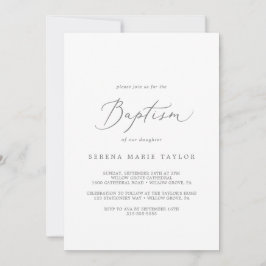 Delicate Silver Calligraphy Baptisme Kaart
