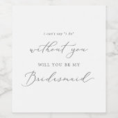 Delicate Silver Calligraphy Bridesmaid Voorstel Wijn Etiket (Enkel label)