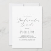 Delicate Silver Calligraphy Bridesmaids Brunch Kaart (Voorkant)