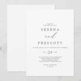 Delicate Silver Calligraphy Casual Wedding Kaart