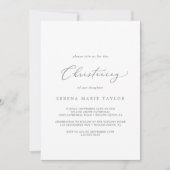 Delicate Silver Calligraphy Christening Kaart (Voorkant)