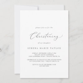 Delicate Silver Calligraphy Christening Kaart