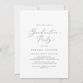 Delicate Silver Calligraphy Graduation Party Kaart (Voorkant)