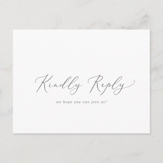 Delicate Silver Calligraphy Menu RSVP Briefkaart (Voorkant)