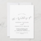 Delicate Silver Calligraphy Monogram Back Wedding Kaart (Voorkant)