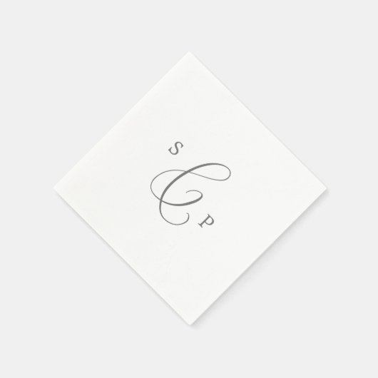 Delicate Silver Calligraphy Monogram Wedding Servet (Hoek)