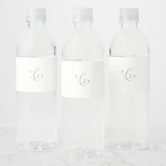 Delicate Silver Calligraphy Monogram Wedding Waterfles Etiket (Flessen)