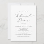 Delicate Silver Calligraphy Rehearsal Dinner Kaart (Voorkant)