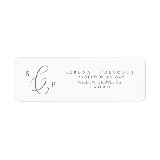 Delicate Silver Calligraphy Return Address Label (Voorkant)