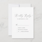 Delicate Silver Calligraphy Simple RSVP Card (Voorkant)