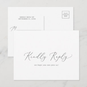 Delicate Silver Calligraphy Song RSVP Briefkaart