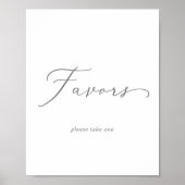 Delicate Silver Calligraphy Wedding Favors Sign Poster (Voorkant)