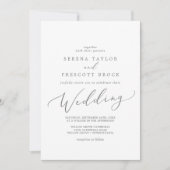 Delicate Silver Calligraphy Wedding Kaart (Voorkant)