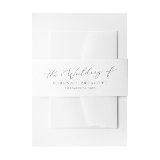 Delicate Silver Calligraphy Wedding Uitnodigingen Wikkel (Voorkant Voorbeeld)