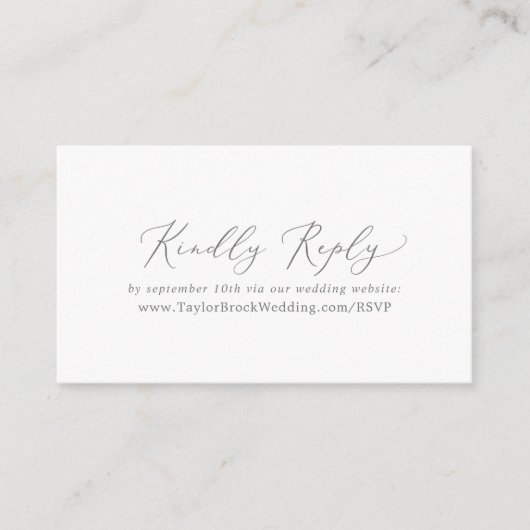 Delicate Silver Calligraphy Wedding Website RSVP Informatiekaartje (Voorkant)