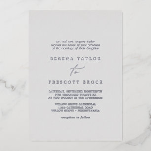 Delicate Silver Foil   Grijs traditioneel huwelijk Folie Uitnodiging