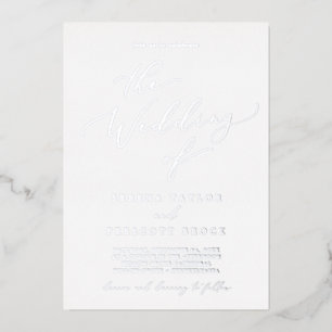 Delicate Silver Foil kalligrafie Het huwelijk van Folie Uitnodiging