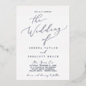 Delicate Silver Foil nieuwe jaren Eve Details Wedd Folie Uitnodiging (Voorkant)