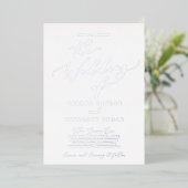 Delicate Silver Foil nieuwe jaren Eve Details Wedd Folie Uitnodiging (Staand Voorkant)