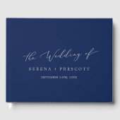 Delicate Silver Gray en Navy Monogram Weddenschap Gastenboek (Voorkant)