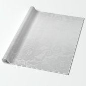 Delicate Silver Grey Roses Lace Cadeaupapier (Uitgerold)