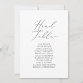 Delicate Silver Head Table Seating Chart Kaart (Voorkant)