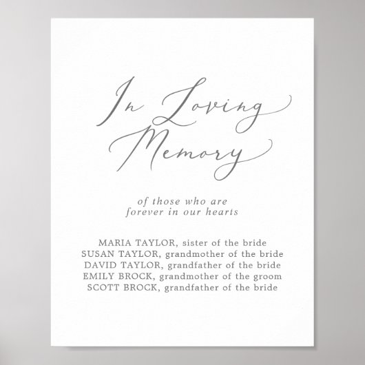 Delicate Silver Loving Memory Wedding Memorial Poster (Voorkant)