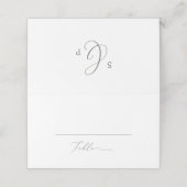 Delicate Silver Monogram Folded Wedding Plaatskaartje (Buitenkant ongevouwen)