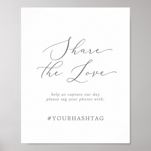 Delicate Silver Share The Love Wedding Hashtag Poster (Voorkant)