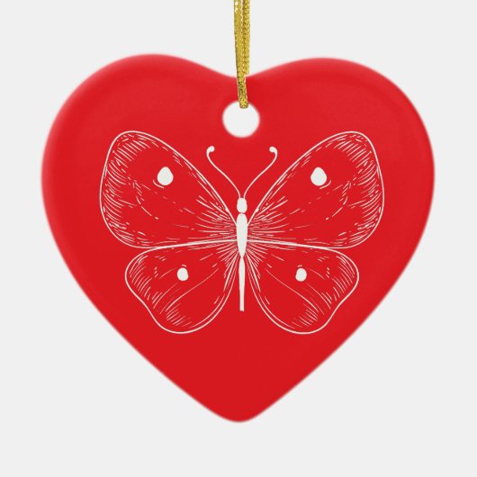 Delicate Sketch Butterfly Keramisch Ornament (Voorkant)