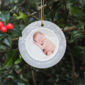 Delicate sneeuw | Eerste kerstfoto baby's Keramisch Ornament