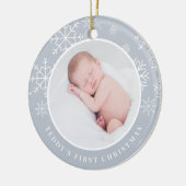 Delicate sneeuw | Eerste kerstfoto baby's Keramisch Ornament (Links)