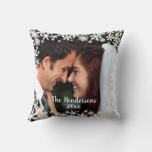 Delicate Sneeuwvlok Aanpasbare Foto Kussen (Achterkant)