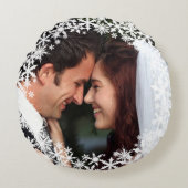 Delicate Sneeuwvlok Foto Rond Kussen (Voorkant)