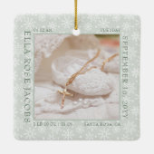Delicate Snowflake Photo Lijst Baby Birth Stats Keramisch Ornament (Achterkant)