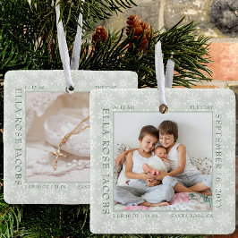 Delicate Snowflake Photo Lijst Baby Birth Stats Keramisch Ornament