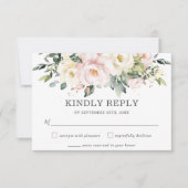 Delicate Soft Ivory Blush Bloemen Huwelijk RSVP Ka (Voorkant)