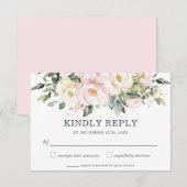 Delicate Soft Ivory Blush Bloemen Huwelijk RSVP Ka (Voorkant / Achterkant)